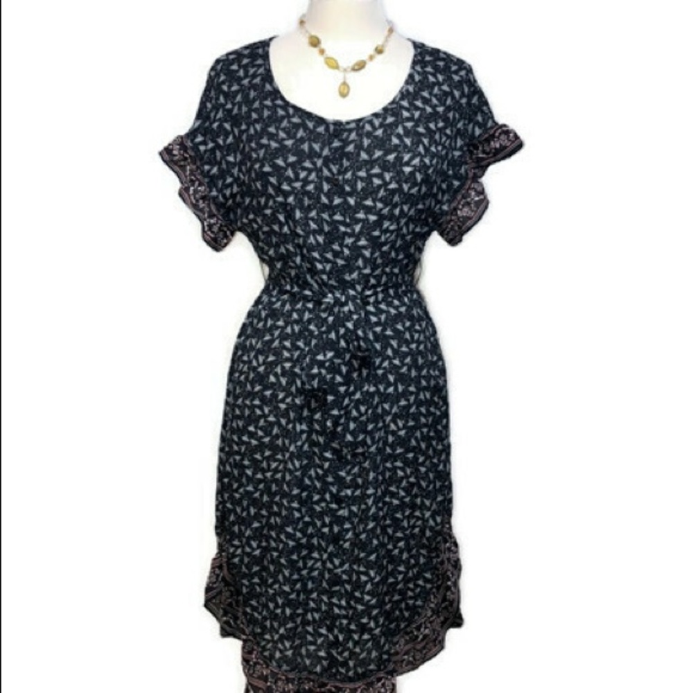 Max Studio Black Floral Ruffled Dress Size Small NWT